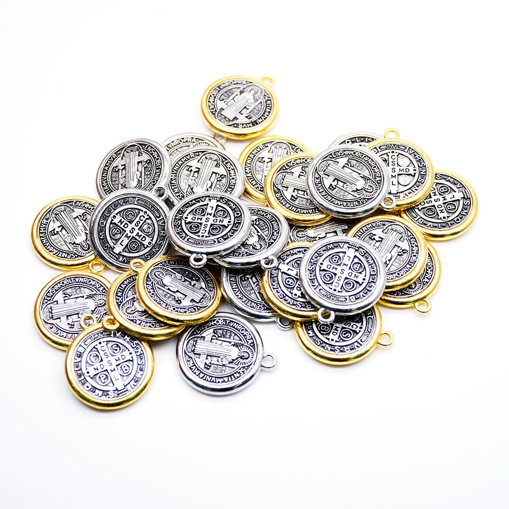 20个每包）古银/金外贸圣本笃吊坠 挂件 DIY二次元暗黑风饰品配件