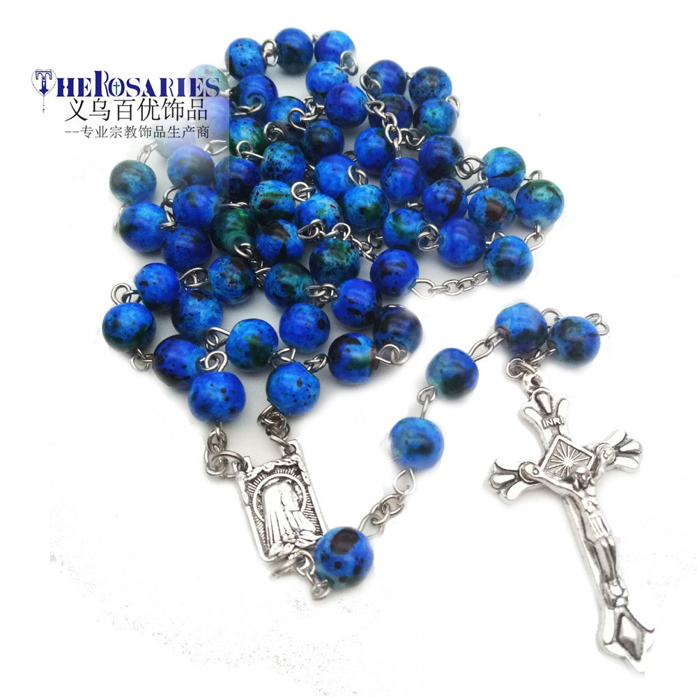 亚马逊暴款货源念珠项链饰品批发Rosary Beads十字架项链