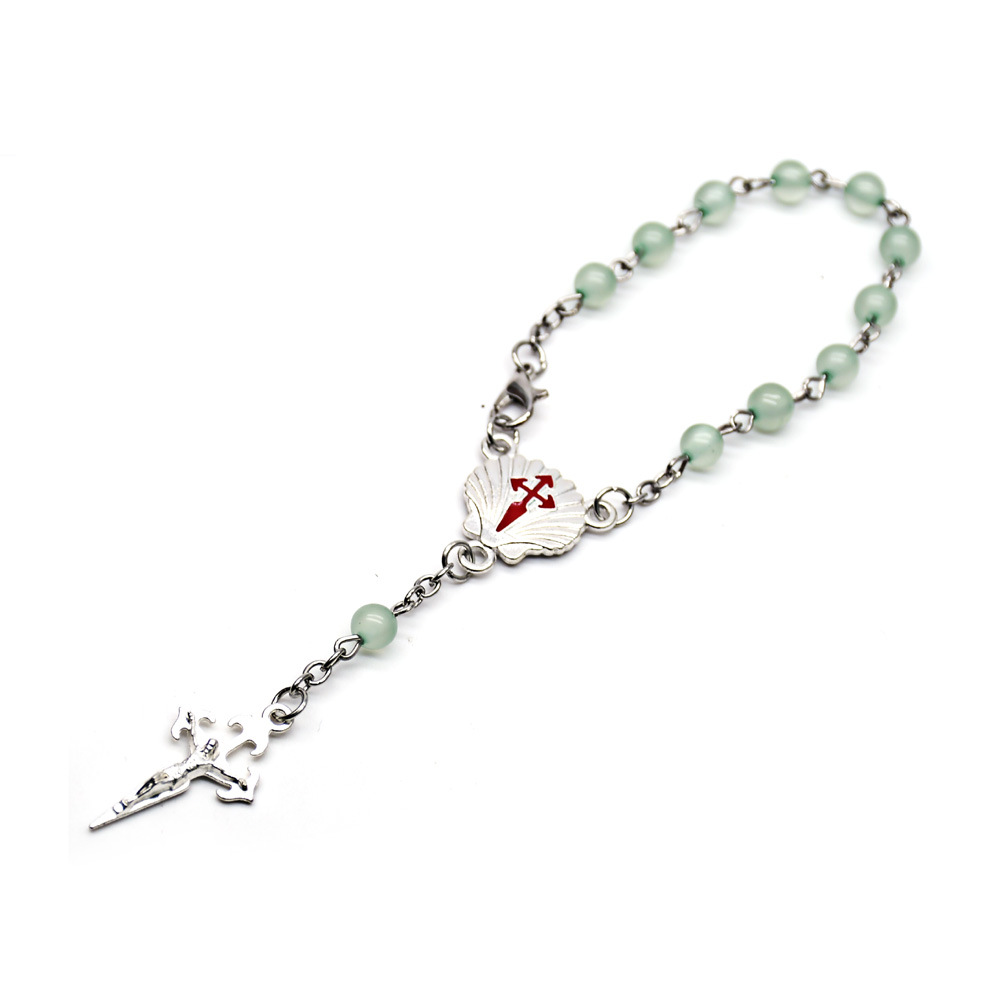 6MM猫眼珠念珠十字架手串手环弯针珠Rosary bracelet