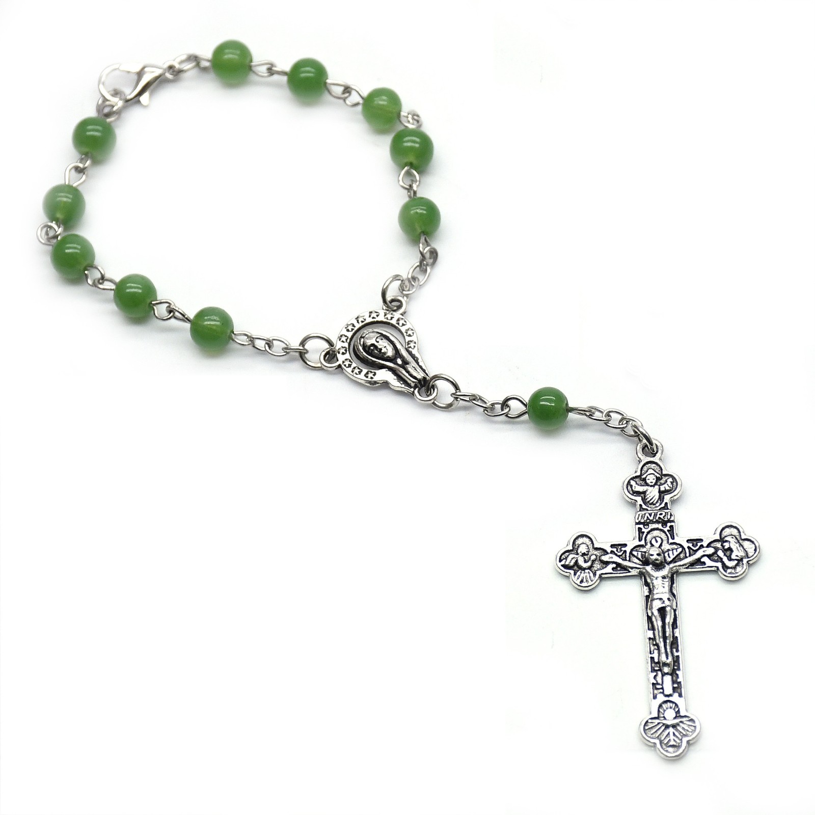 十字架绿色复古念珠手链手串手环Rosary bracelet