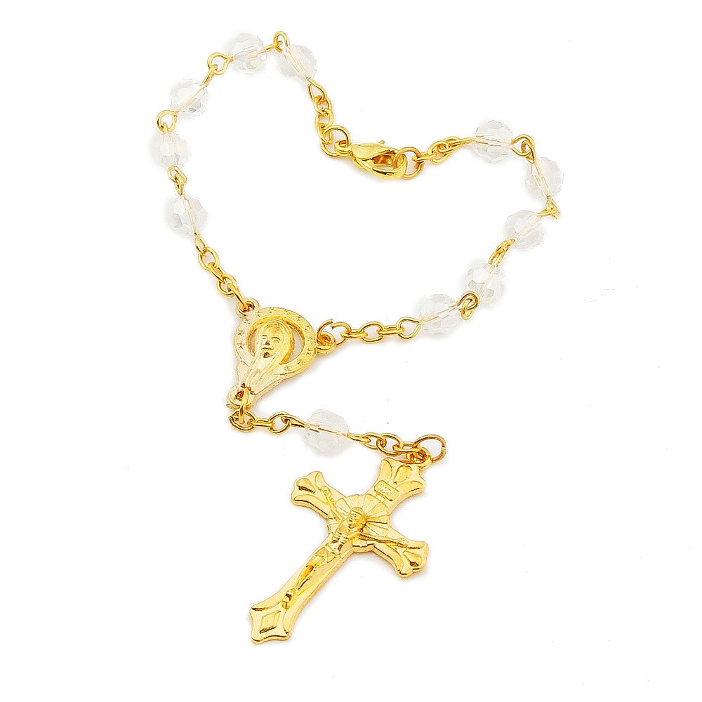 十字架水晶念珠手链手串手环弯针珠Rosary bracelet
