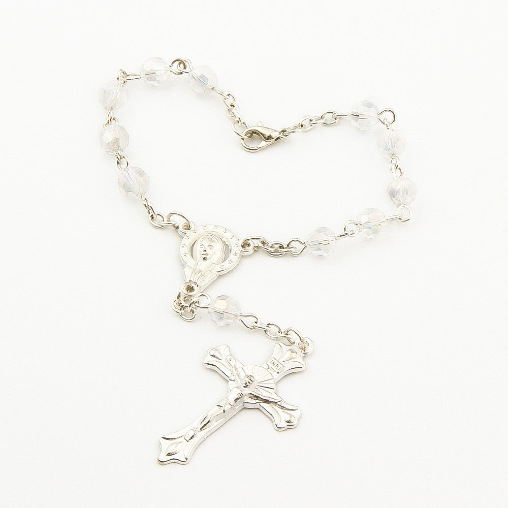 十字架水晶念珠手链手串手环弯针Rosary bracelet