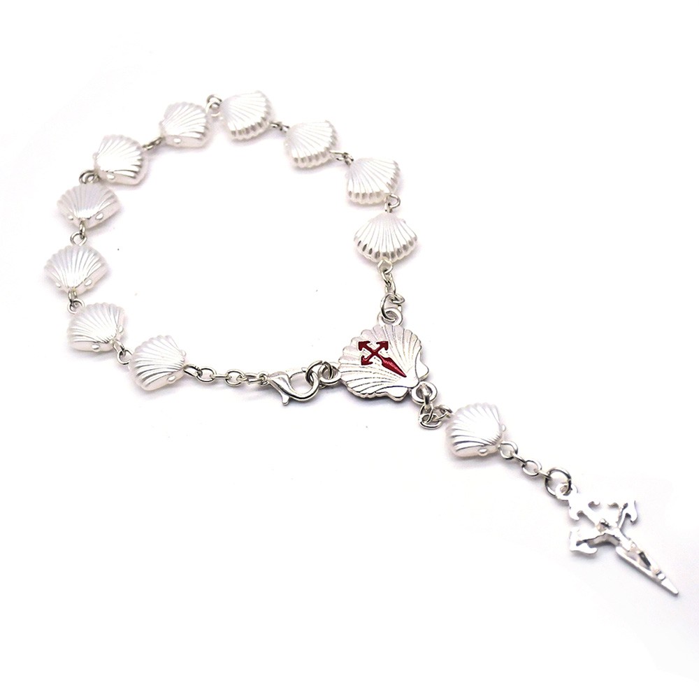 贝壳念珠手链仿珍珠十字架手串饰品手环弯针Rosary