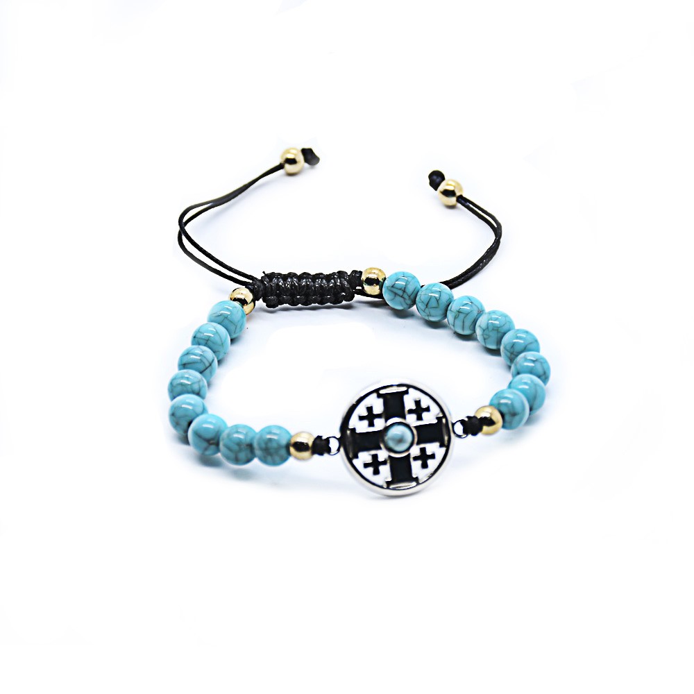 跨境货源十字架手链松石念珠串珠手串手环Jerusalem bracelet