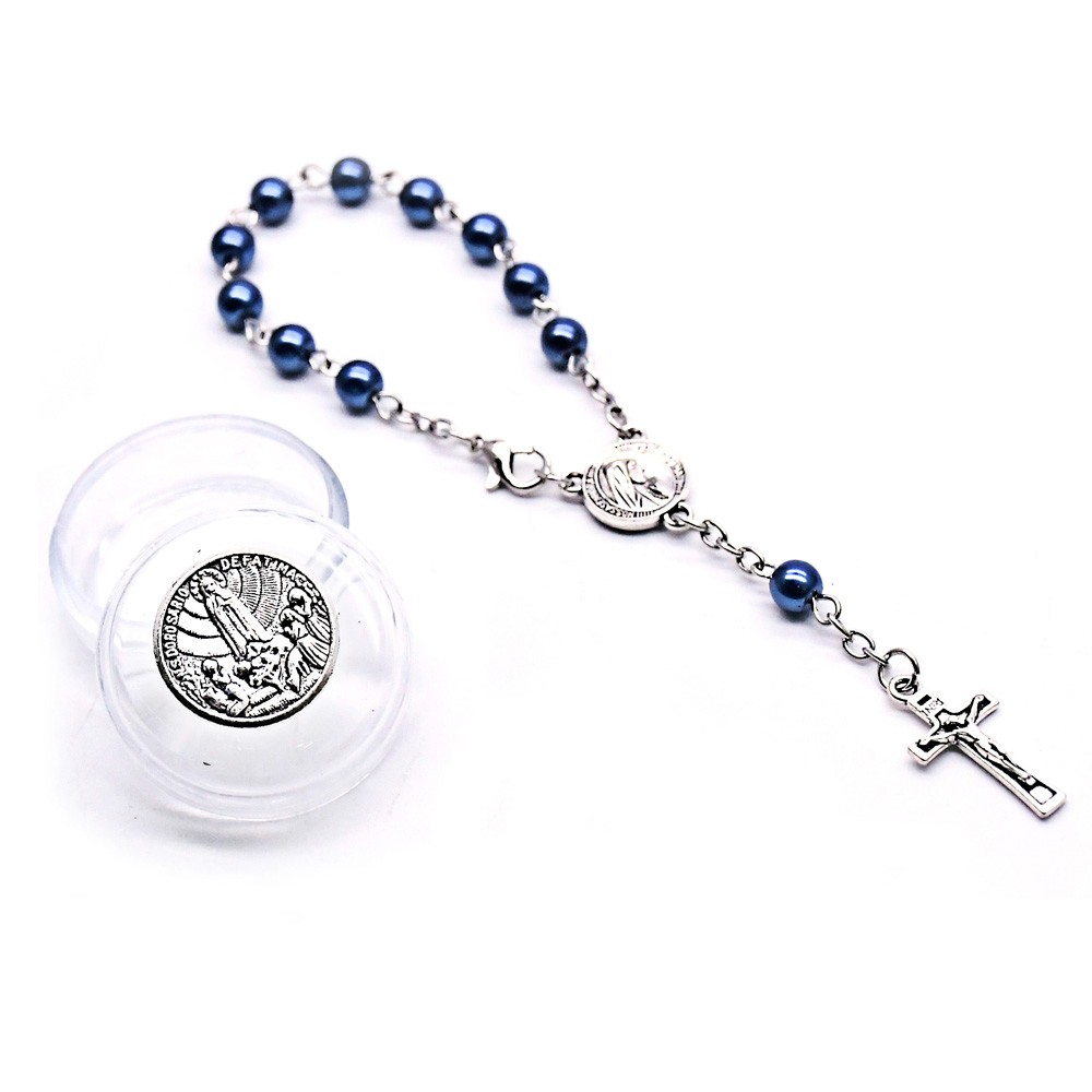 盒装6mm珍珠念珠手链合金十字架手串手环Rosary bracelet
