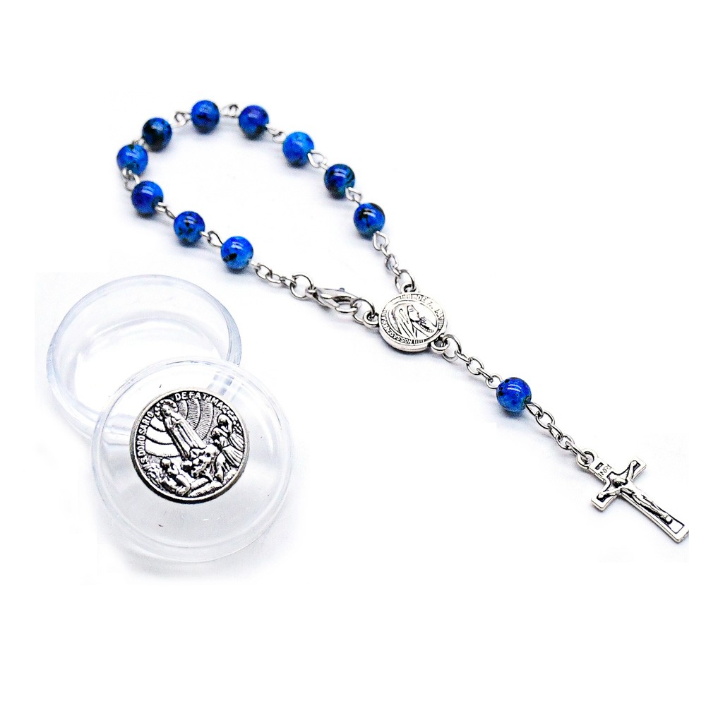 盒装6mm珍珠念珠手链合金十字架手串手环Rosary bracelet