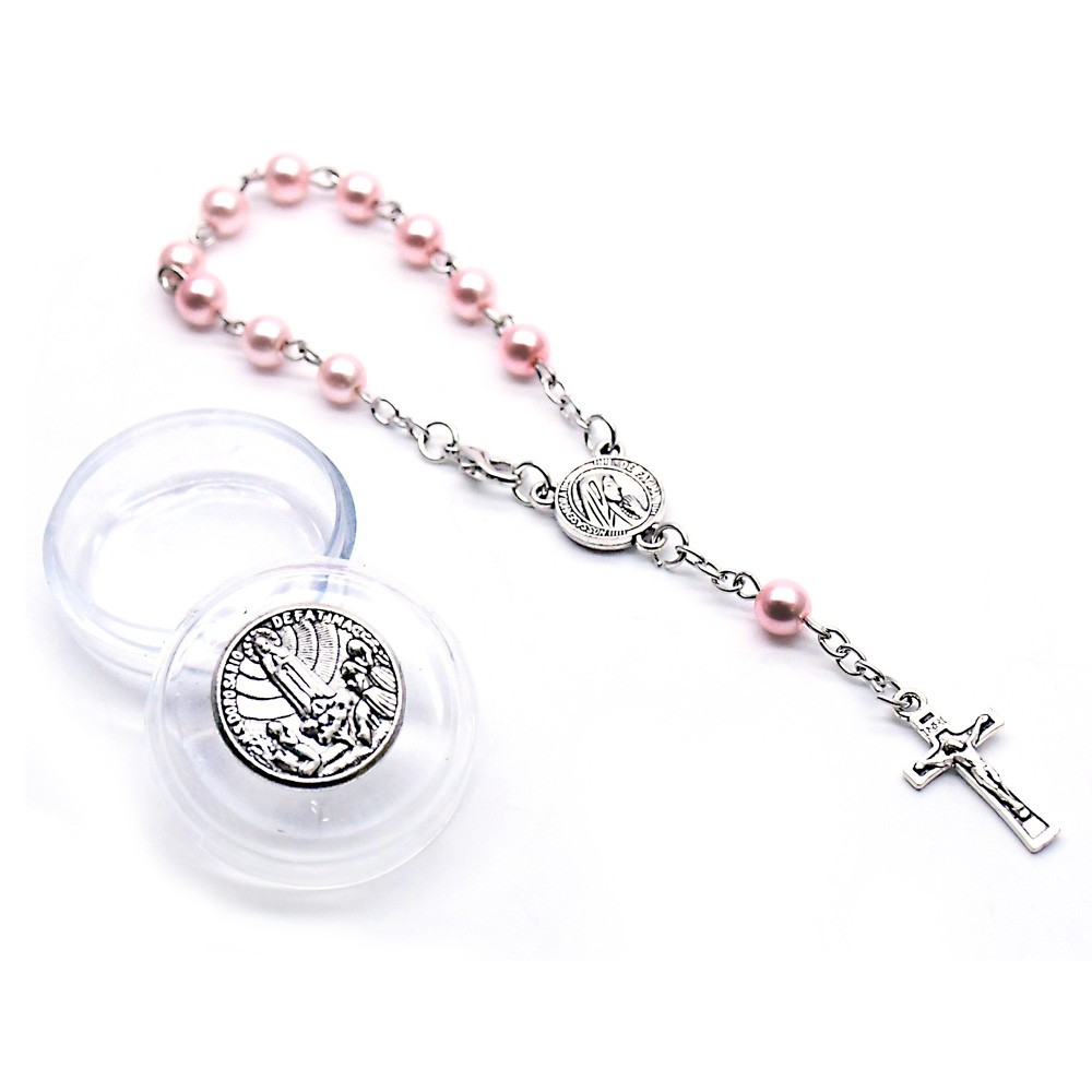 盒装6mm珍珠念珠手链合金十字架手串手环Rosary bracelet