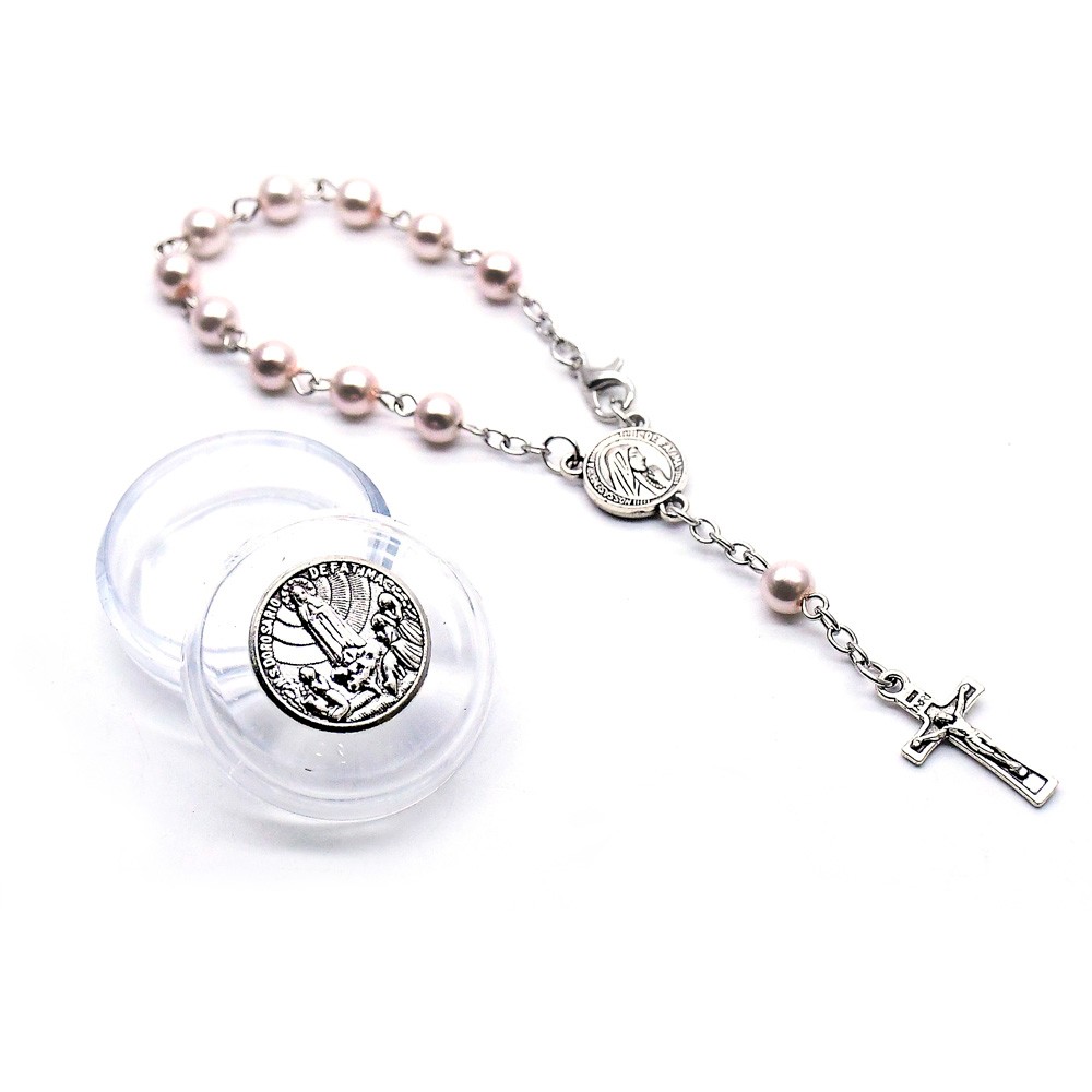 盒装6mm珍珠念珠手链合金十字架手串手环Rosary bracelet