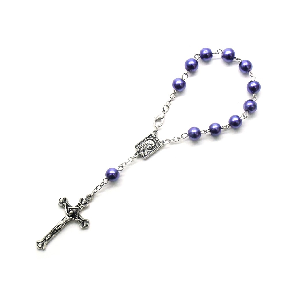 8mm多色珍珠念珠手链饰品外贸十字架手串手环　11颗prayer 手链