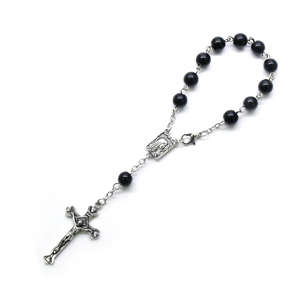 8mm多色珍珠念珠手链饰品外贸十字架手串手环　11颗prayer 手链