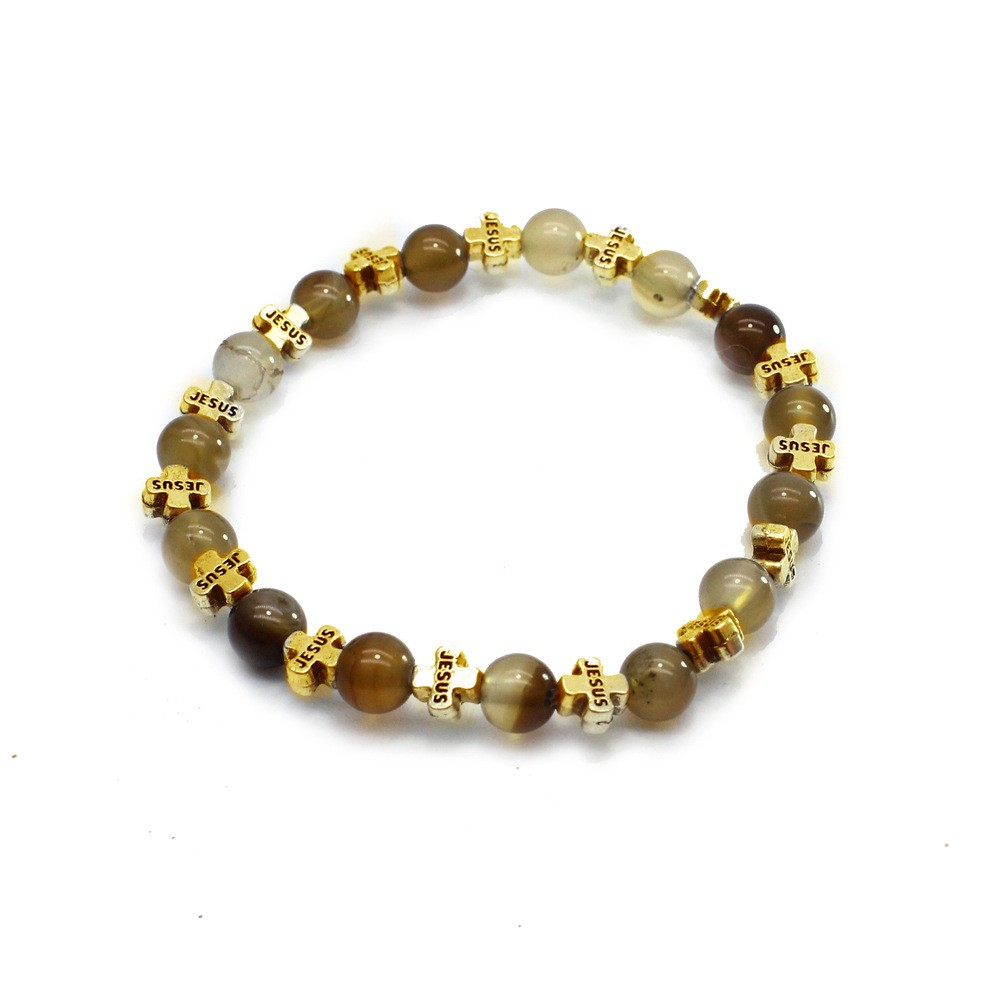  电商十字架手链天然石手链十字架手链串珠手环（弹力绳）bracelet