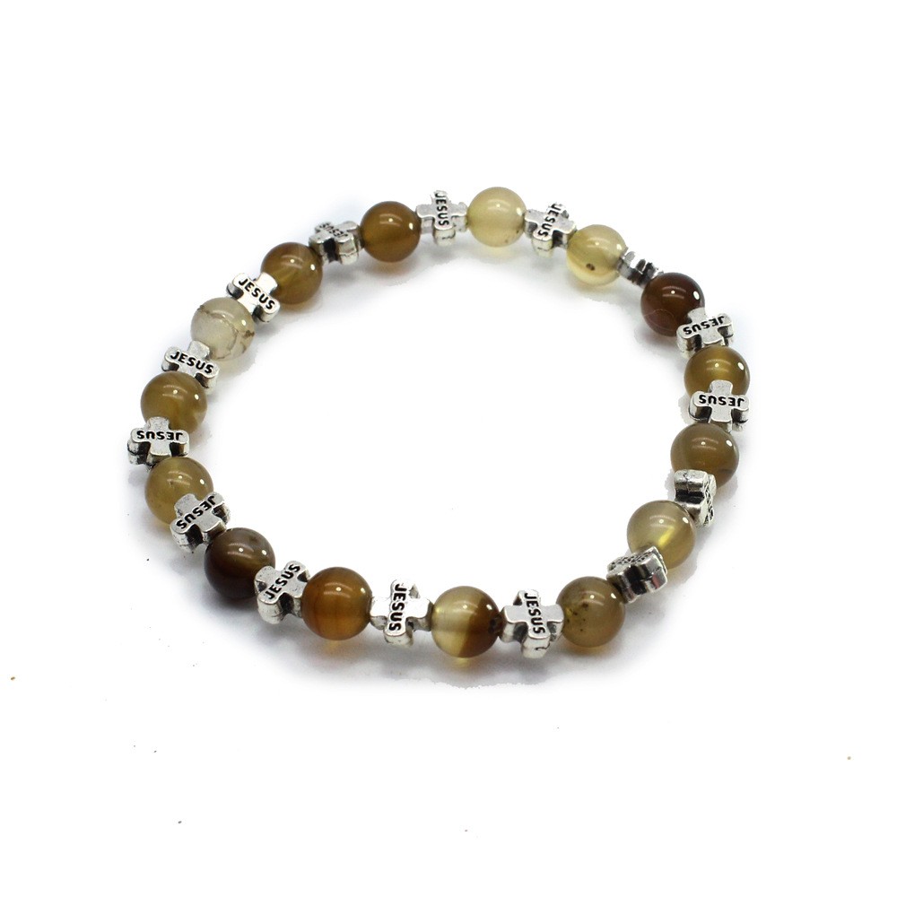 电商十字架手链天然石手链十字架手链串珠手环（弹力绳）bracelet