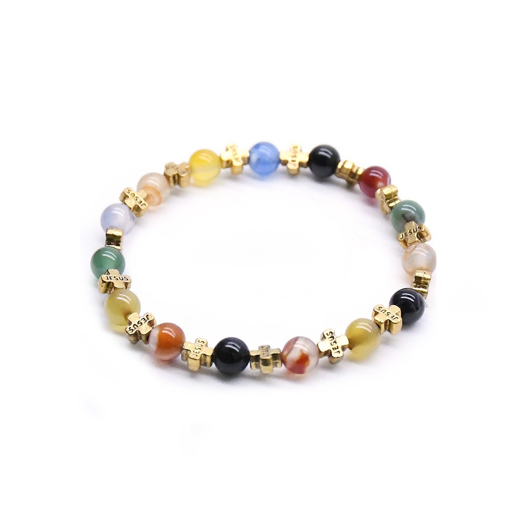 电商十字架手链天然石手链十字架手链串珠手环（弹力绳）bracelet