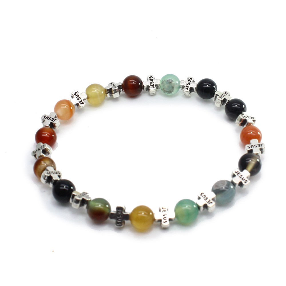 电商十字架手链天然石手链十字架手链串珠手环（弹力绳）bracelet