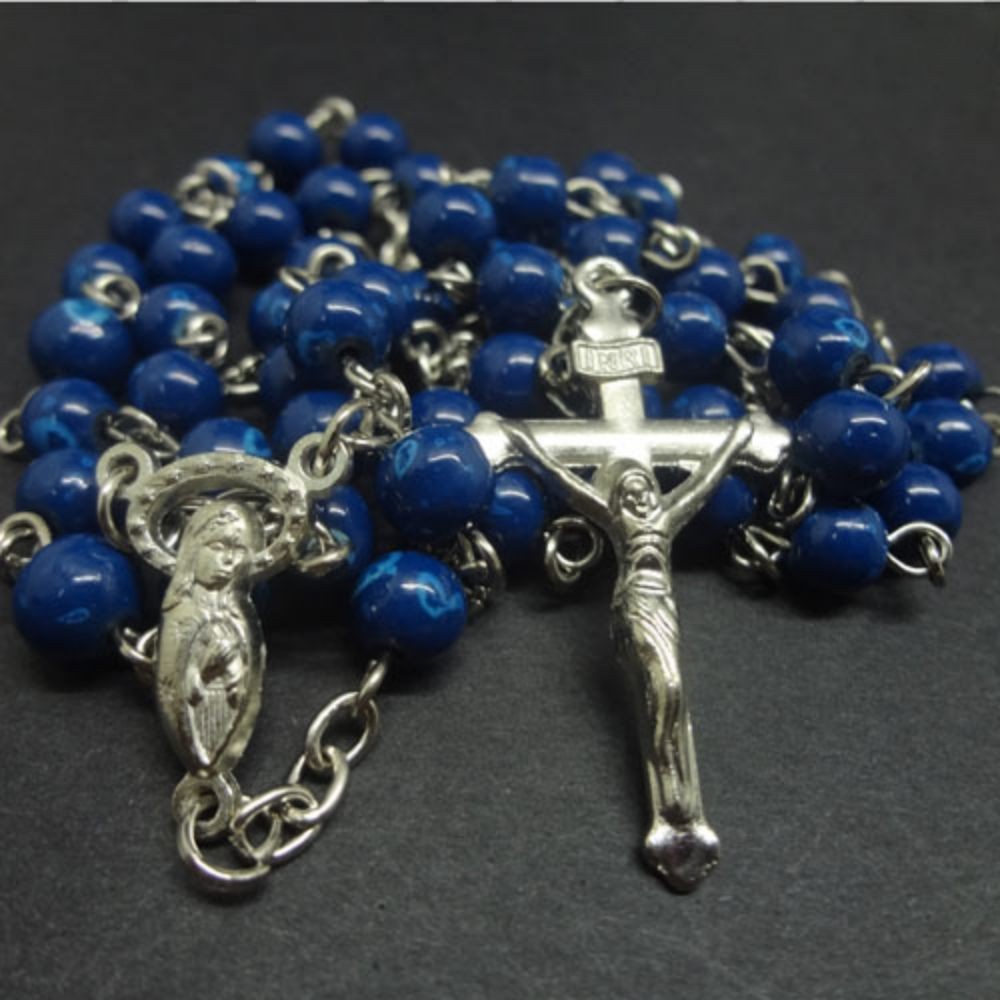 个性风汗潮甜酷风十字架项链 弯针珠链饰品6mm珠项链27g