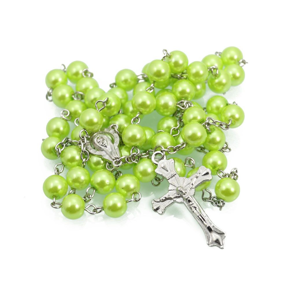 珍珠十字架项链8MM念珠饰品批发 Rosary Beads跨境电商饰品