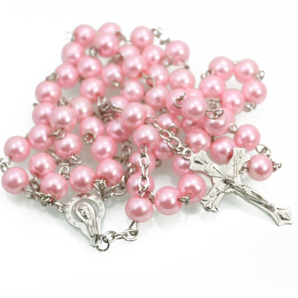 珍珠十字架项链8MM念珠饰品批发 Rosary Beads跨境电商饰品