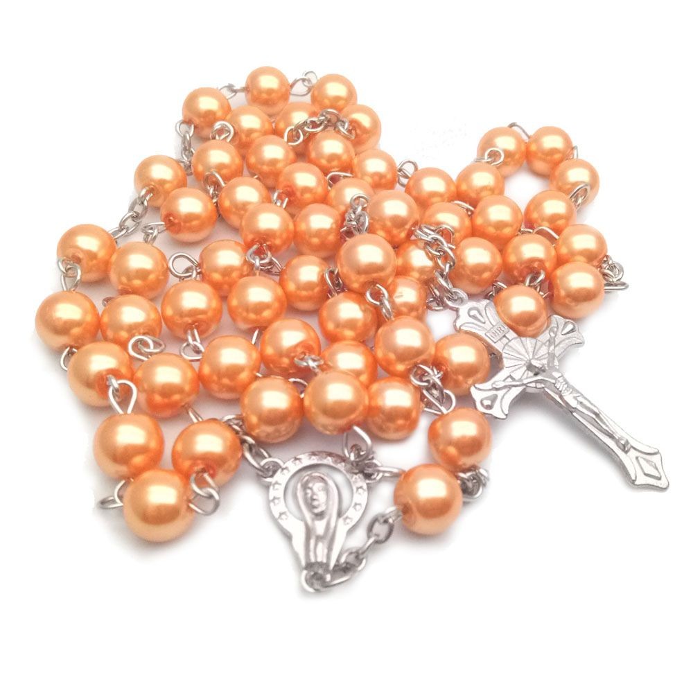 珍珠十字架项链8MM念珠饰品批发 Rosary Beads跨境电商饰品
