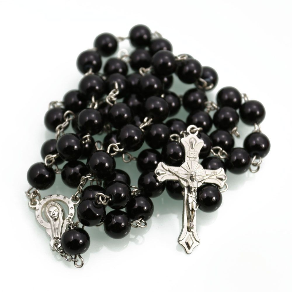 珍珠十字架项链8MM念珠饰品批发 Rosary Beads跨境电商饰品