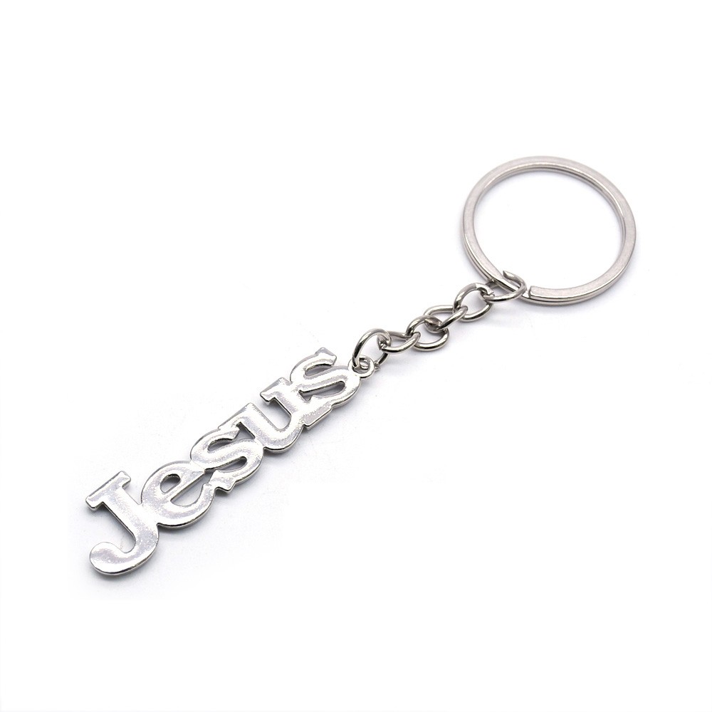 （白K|)Jesus字母金银锁匙扣挂件圈环饰品DIY挂件