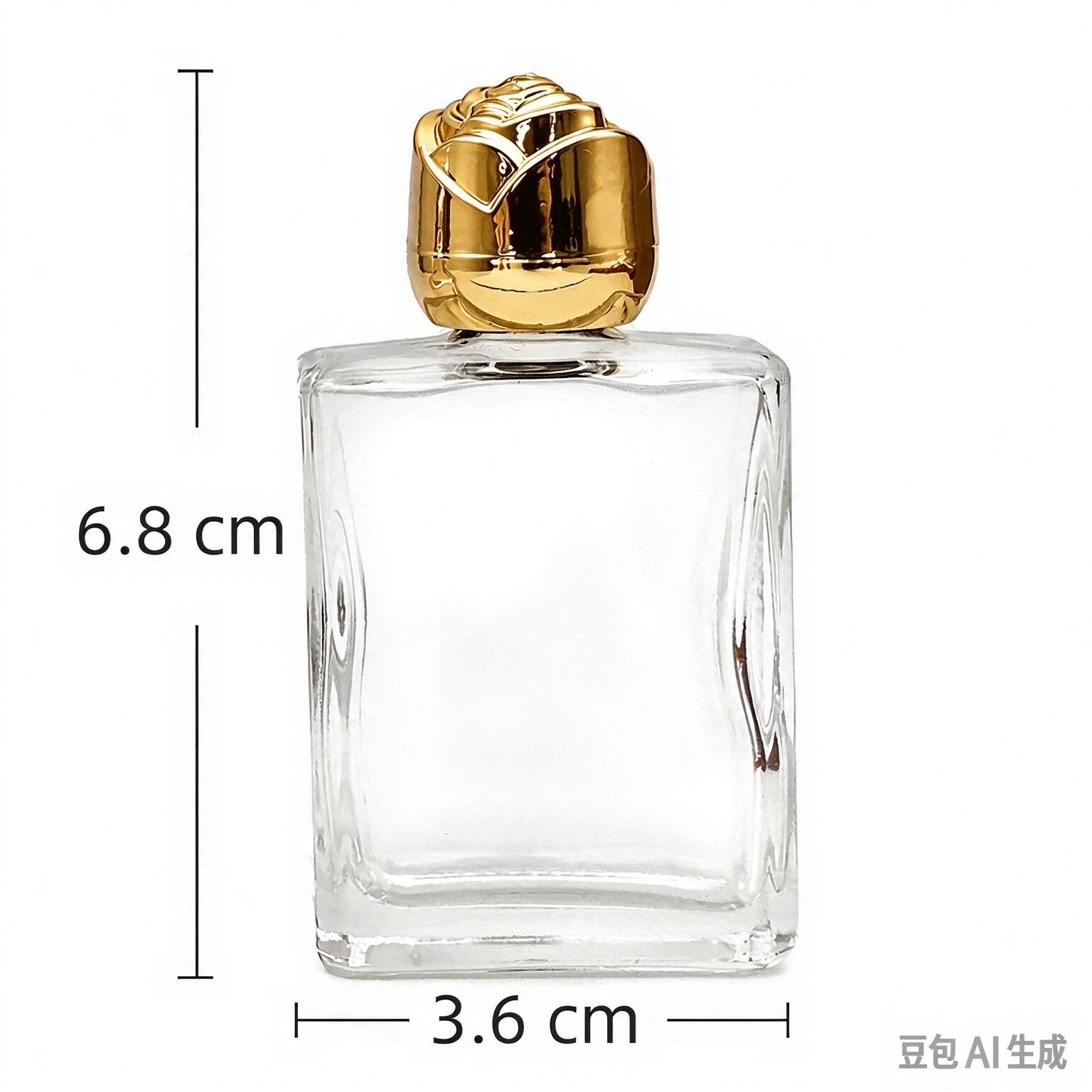 金色玫瑰花盖光瓶方款玻璃ST.水瓶